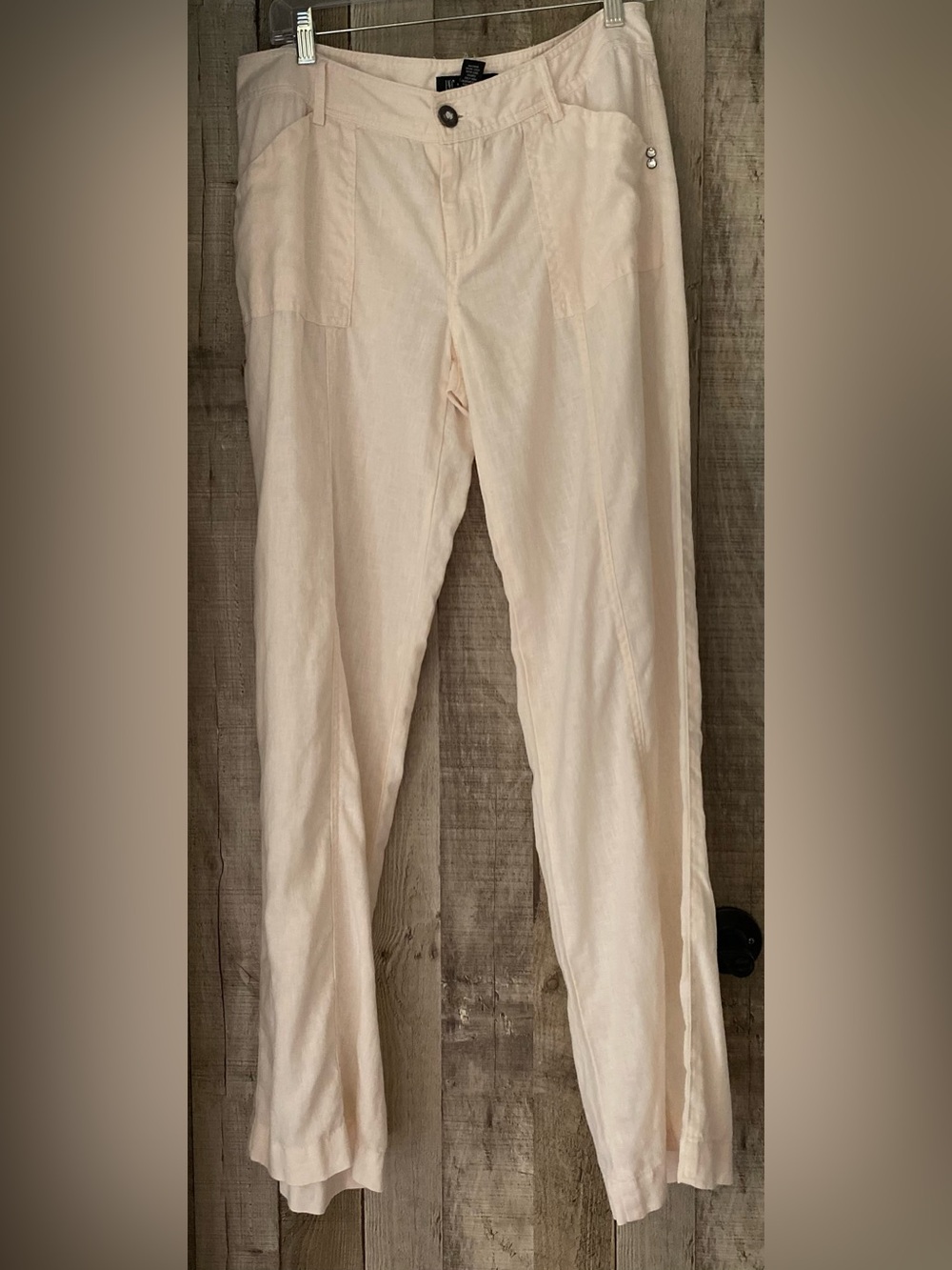 INC International Concepts Women's Linen Pants Ivory  sz10 low rise Wide leg Y2K
